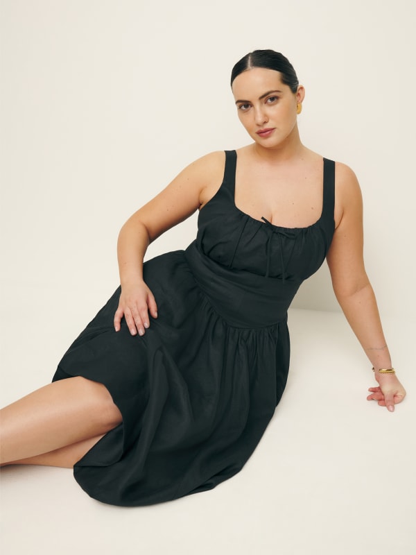 Balia Linen Dress Es - Black